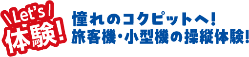 Let's 憧れのコクピットへ！旅客機・小型機の操縦体験！