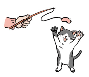 猫じゃらしで遊ぶ猫のイラスト