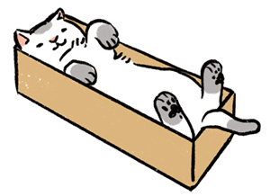 箱に入った猫のイラスト
