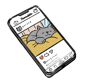 猫の写真をアップしたインスタグラムのイラスト