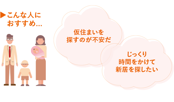 こんな人におすすめ...仮住まいを探すのが不安だ。じっくり時間をかけて新居を探したい。