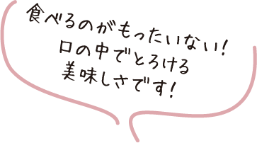 食べるのがもったいない!口の中でとろける
美味しさです!